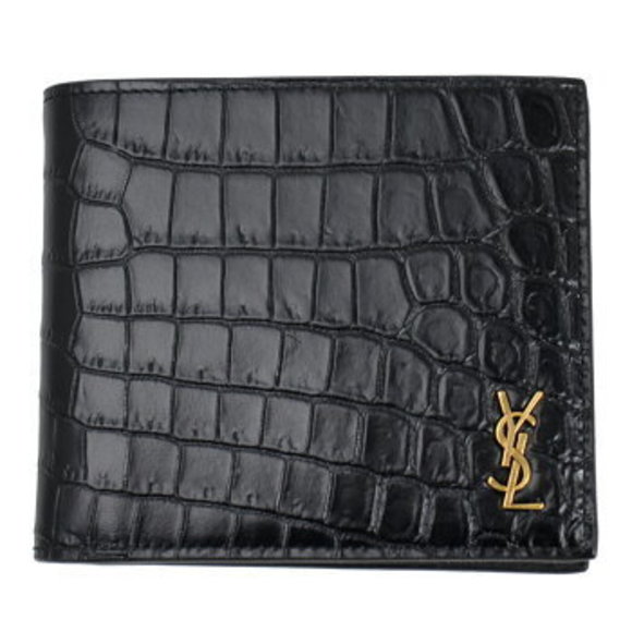 Saint Laurent Cassandra Bifold Wallet Crocodile Matte Leather Black - Picture 1 of 4
